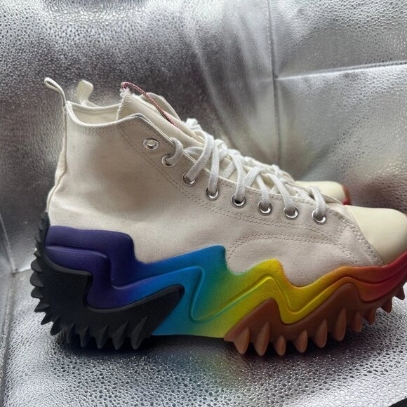 Size M10.5/W12 Converse Run Star Motion Platform High Unisex White Shoes A02262C - Picture 2 of 10